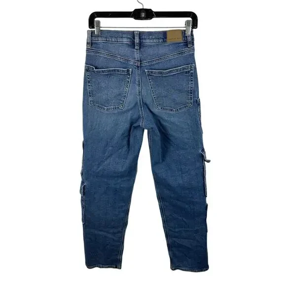 American Eagle Super Baggy High Rise Cargo Skater Jeans Size 2 Y2K Streetwear - Picture 2 of 15